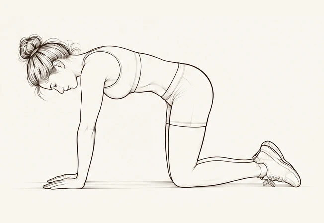 Editorial line-art illustration of the Modified Stomach Vacuum exercise